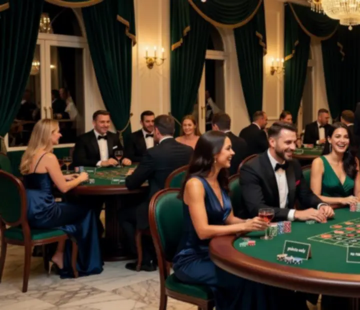 Elegancka scena odpowiedzialnej rozrywki casino-style