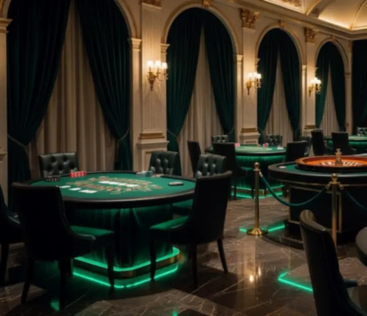 Prezentacja eleganckiej sali eventowej przygotowanej pod wieczór kasynowy
